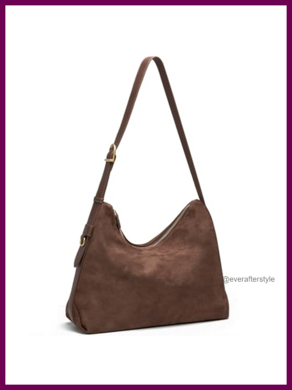 Suede Hobo Bag Slouchy Shoulder Purse Adjustable Strap Multi-Pocket